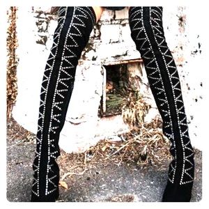 Revolve Jeffrey campbell studded knee high boots